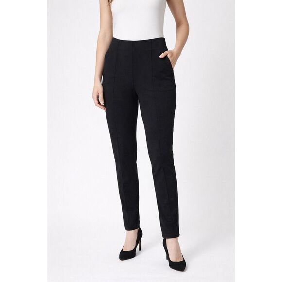 The Row Pants - The Row Ribbed Pants Size Large Black Front Seam Skinny Slim Classic